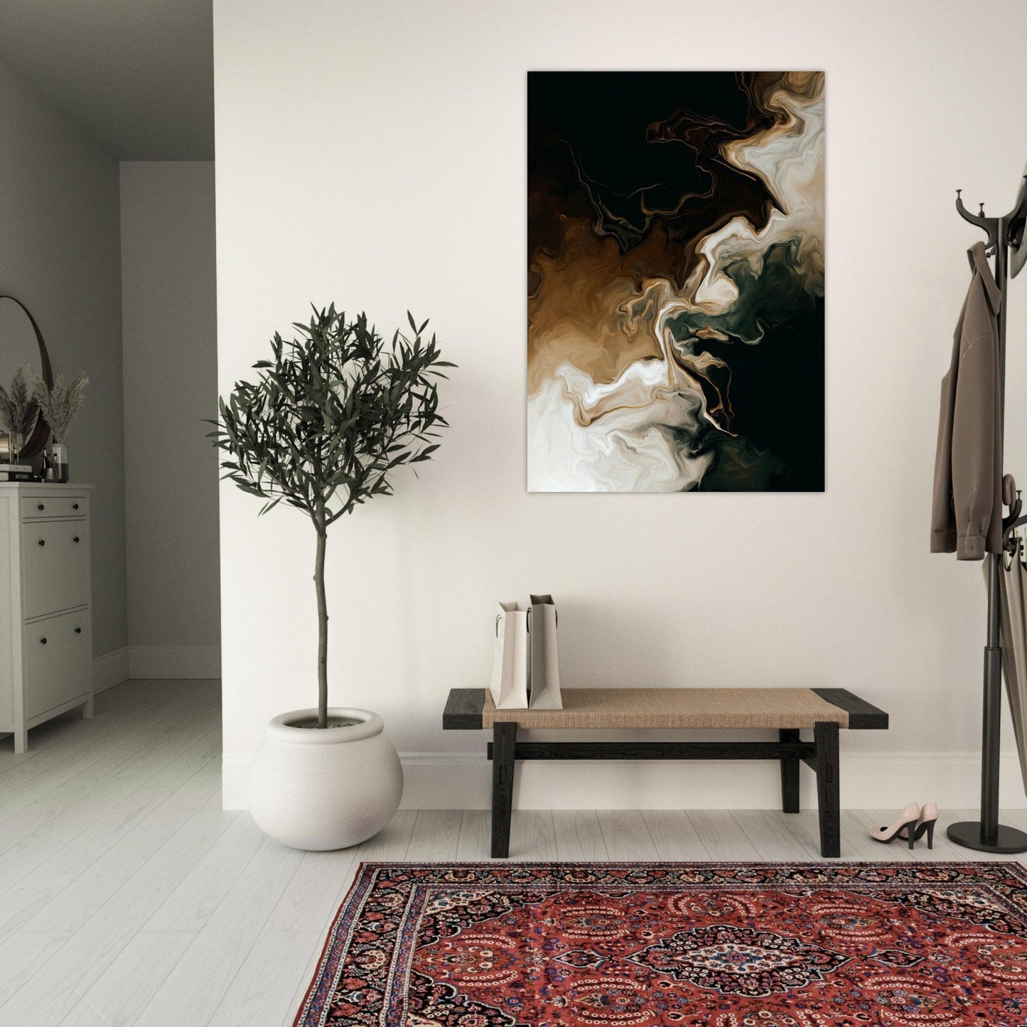 Gilded Drift Fluid Abstraction Poster - Sillystroke