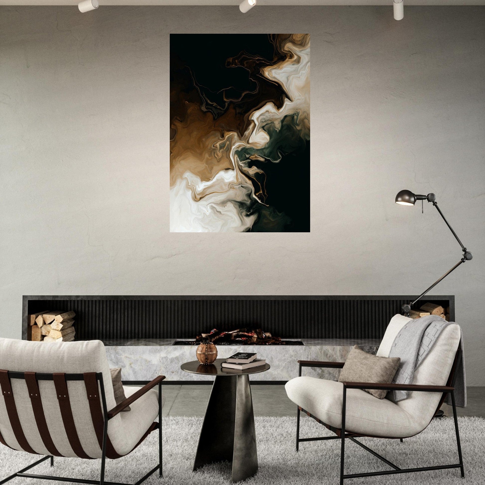 Gilded Drift Fluid Abstraction Poster - Sillystroke