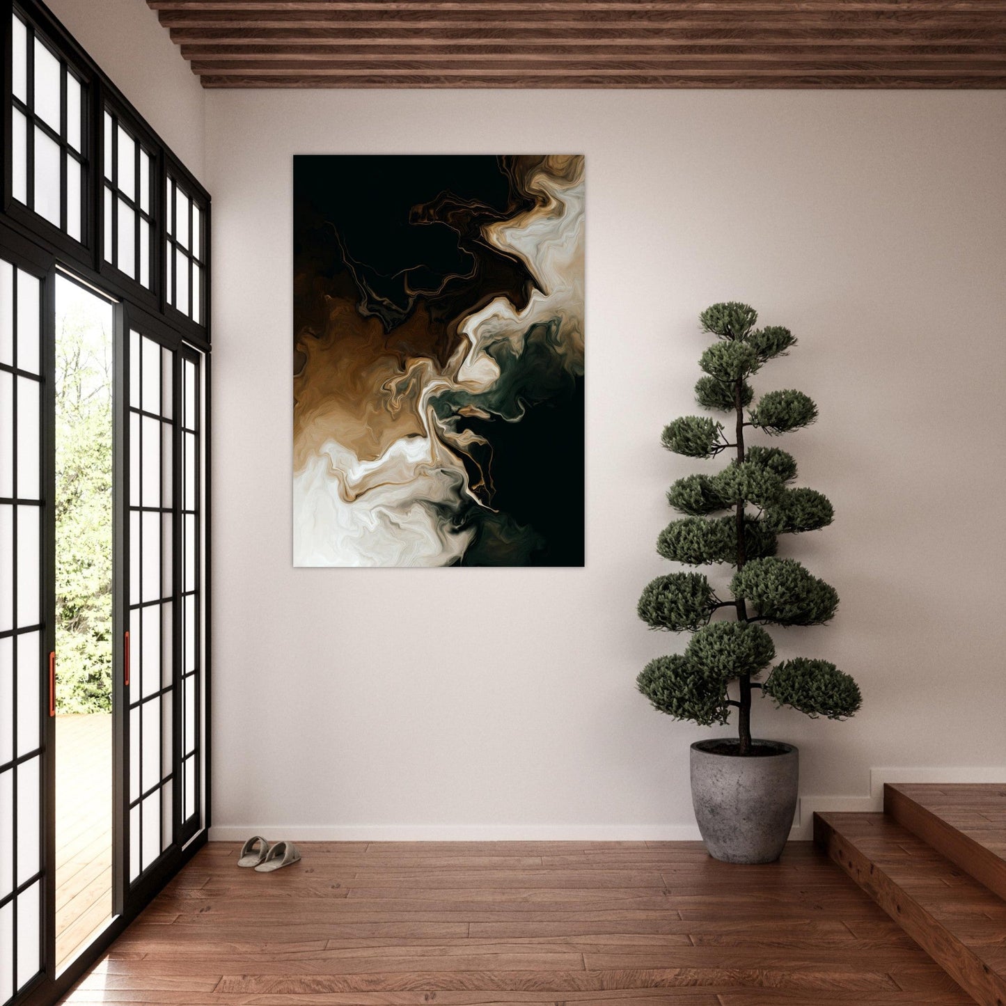 Gilded Drift Fluid Abstraction Poster - Sillystroke