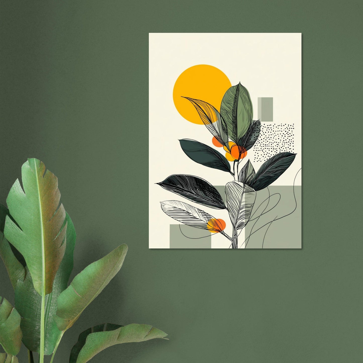 Green leaves illustration poster - Sillystroke