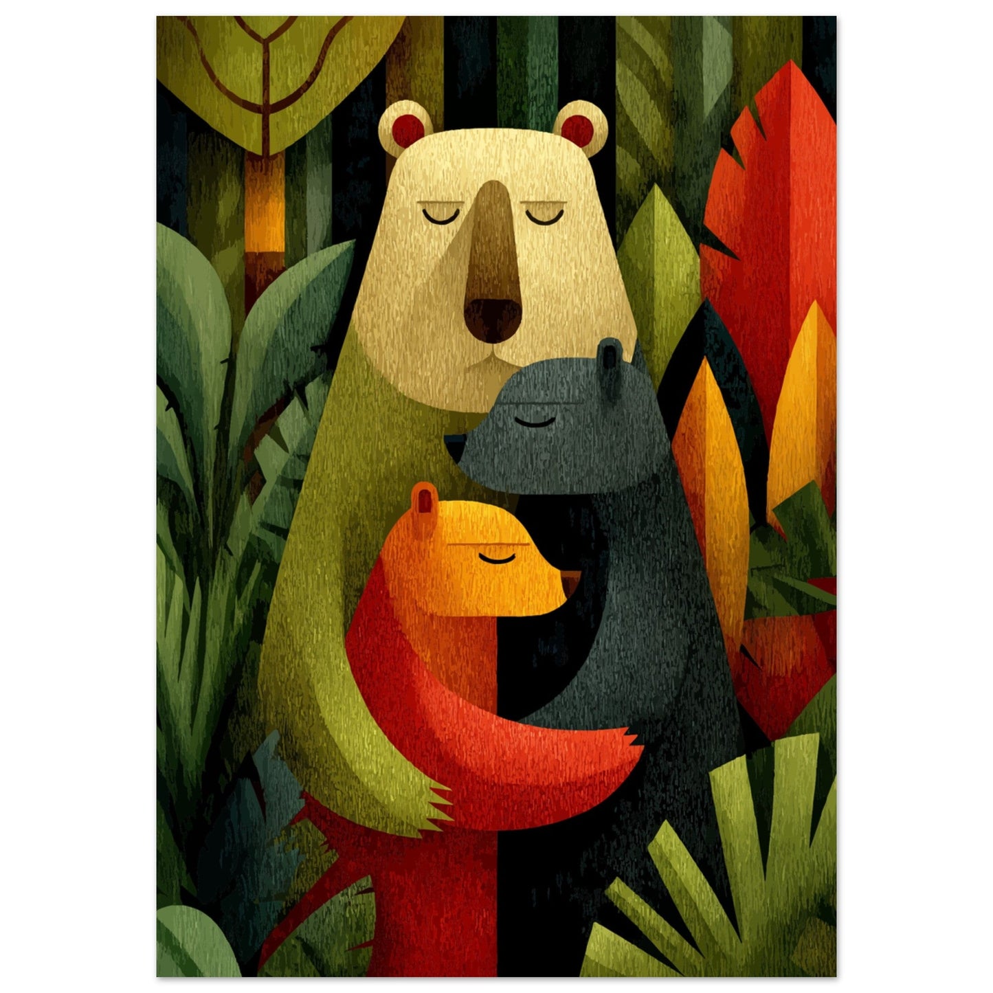 Heartwarming Bear Family Poster - Sillystroke
