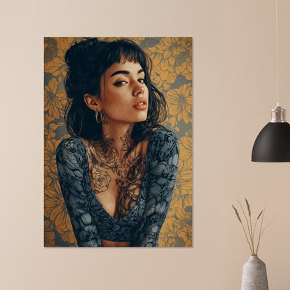 Modern Vintage Lady - Yellow Flower Poster - Sillystroke