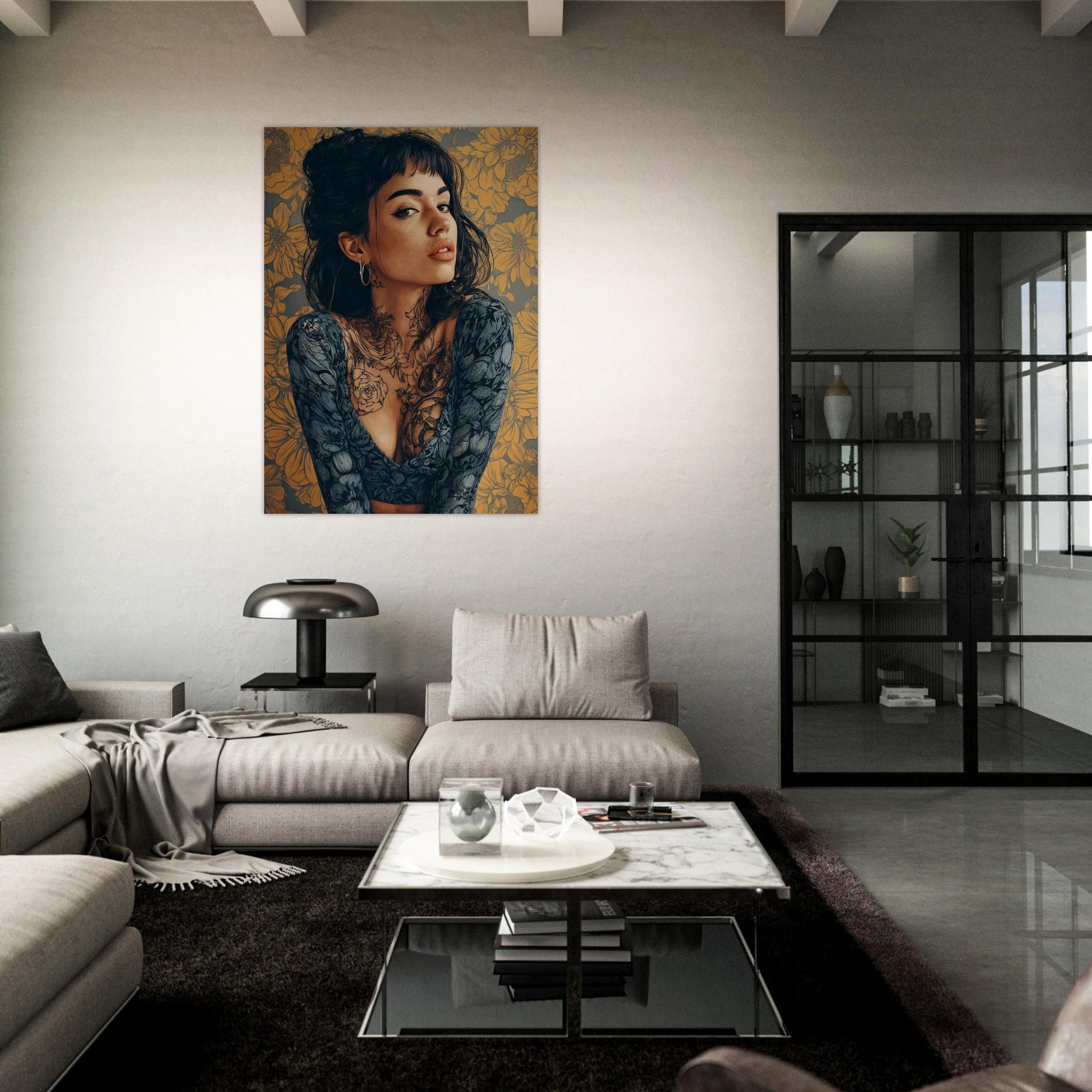 Modern Vintage Lady - Yellow Flower Poster - Sillystroke