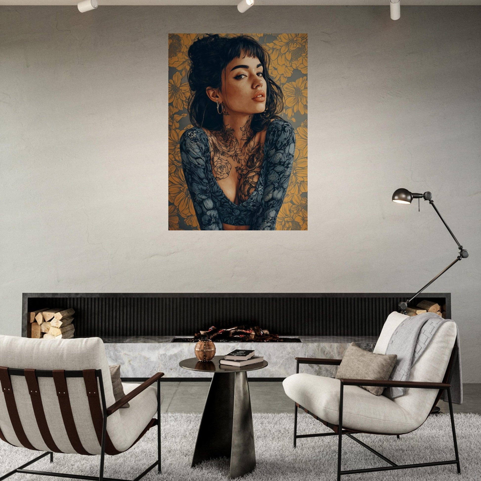 Modern Vintage Lady - Yellow Flower Poster - Sillystroke