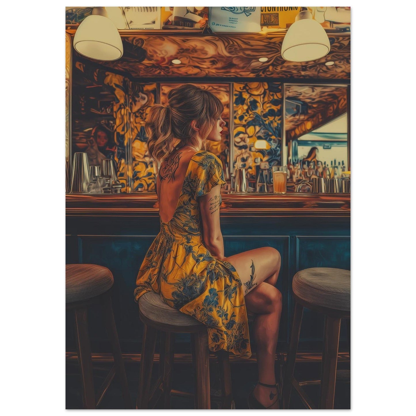 Modern Vintage Woman Bar Poster - Sillystroke