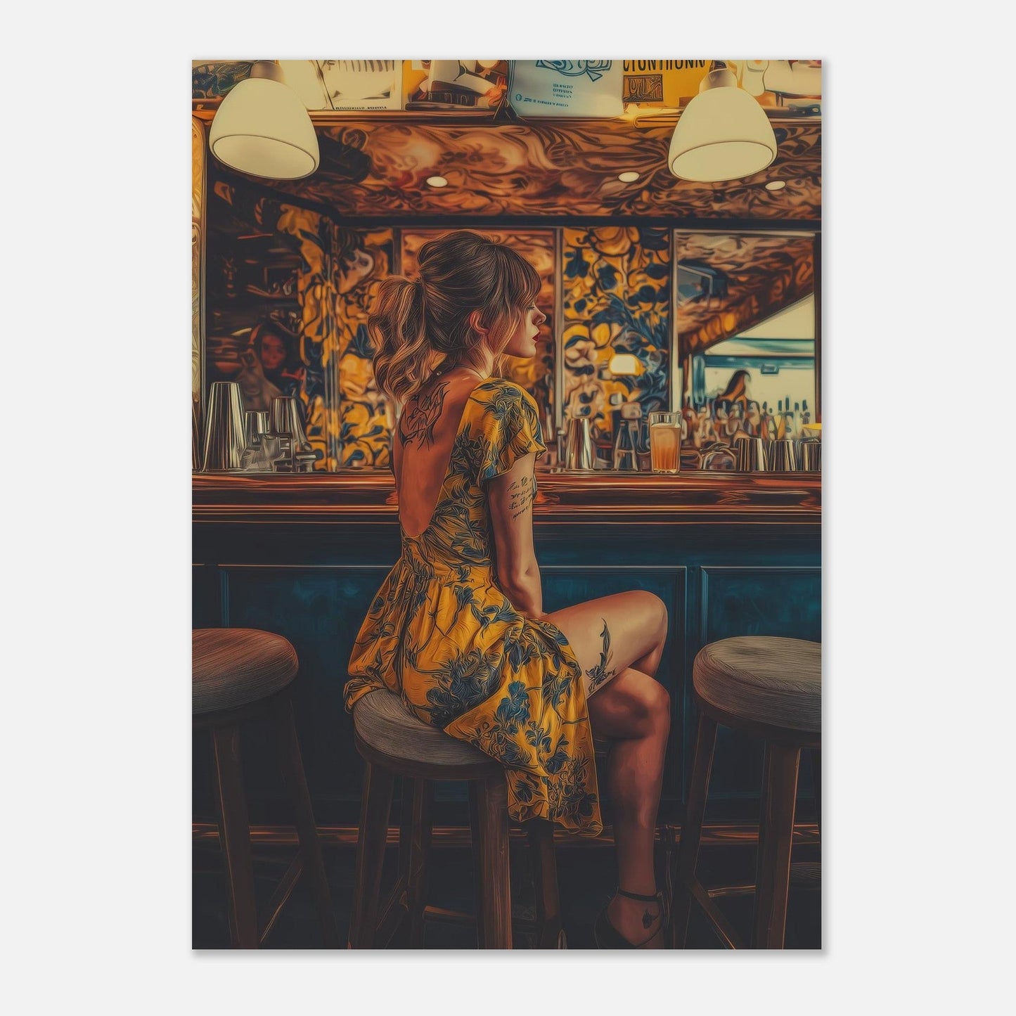 Modern Vintage Woman Bar Poster - Sillystroke