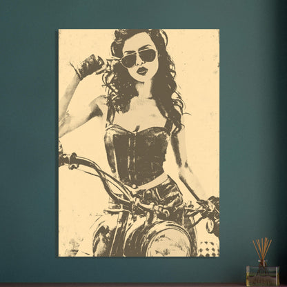 Motorcycle vintage girl poster - Sillystroke