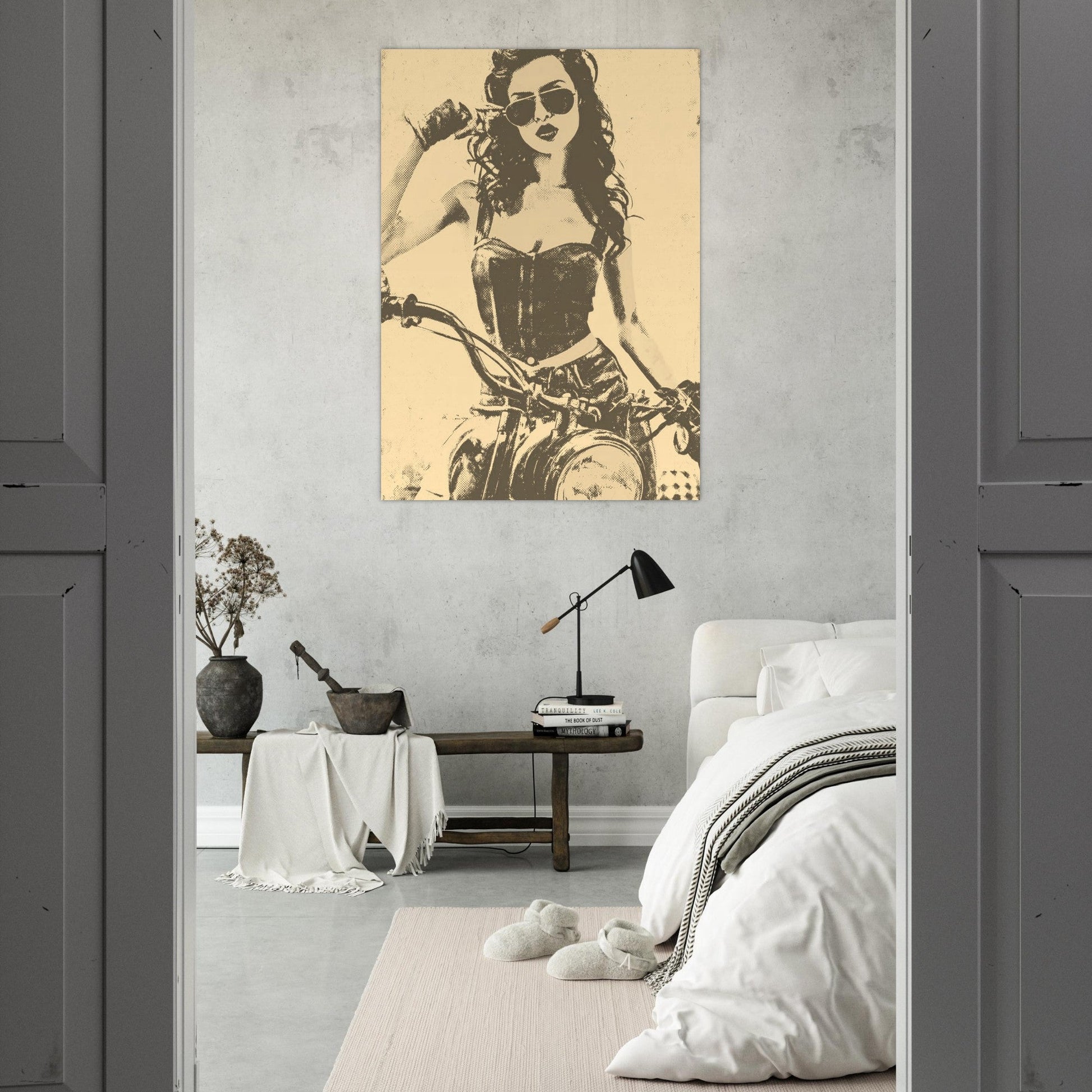 Motorcycle vintage girl poster - Sillystroke