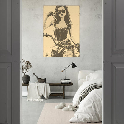 Motorcycle vintage girl poster - Sillystroke