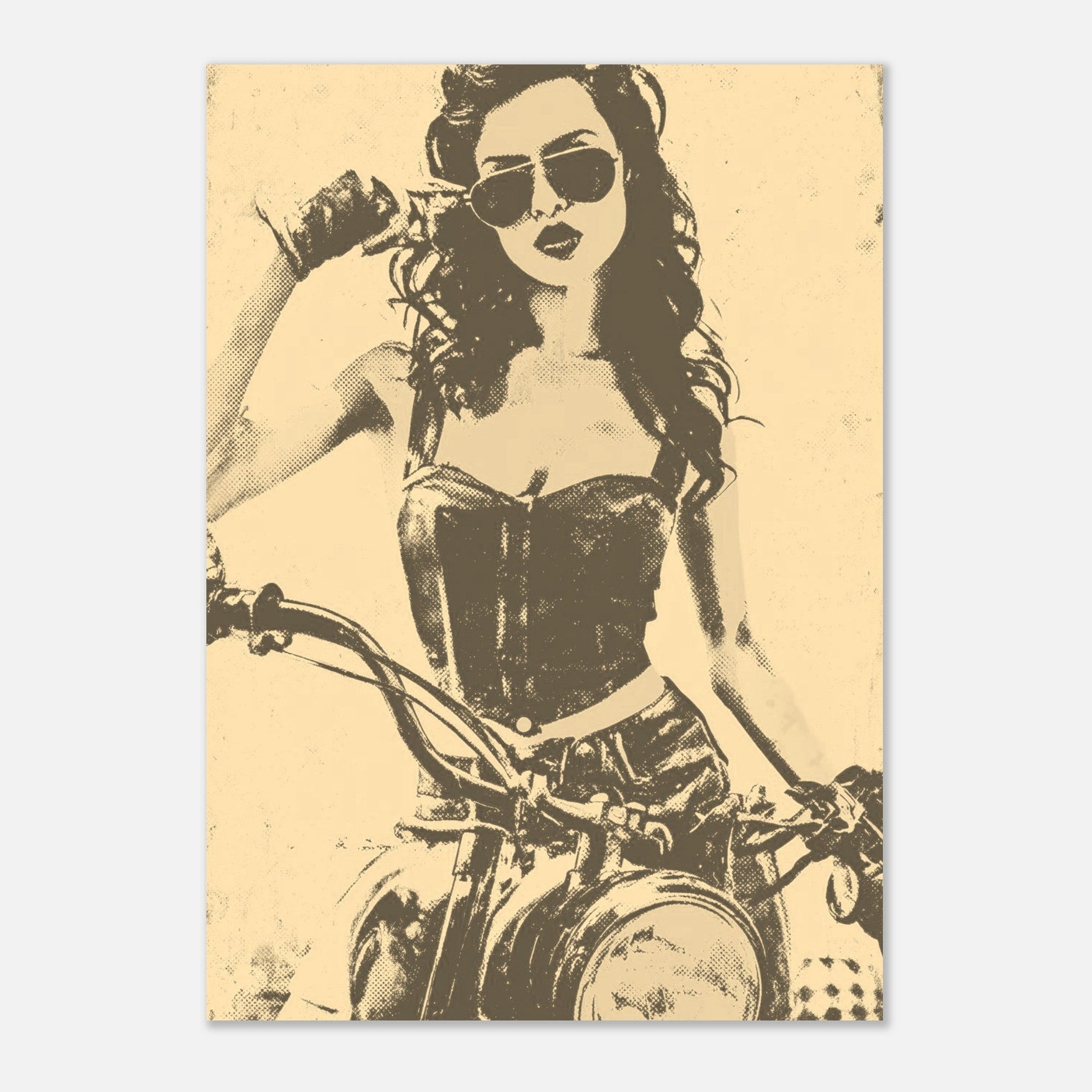 Motorcycle vintage girl poster - Sillystroke