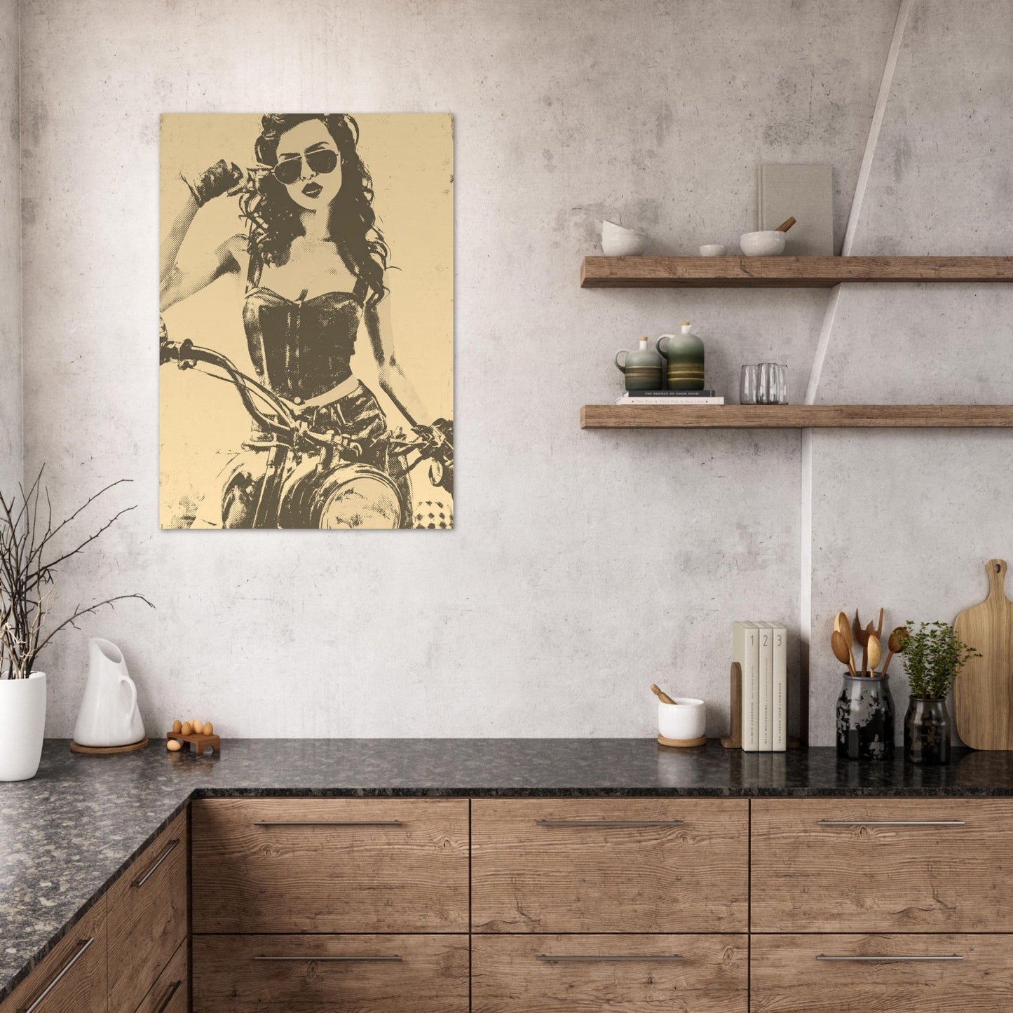Motorcycle vintage girl poster - Sillystroke
