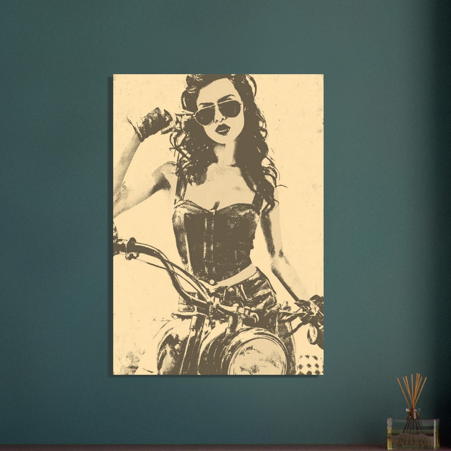 Motorcycle vintage girl poster - Sillystroke