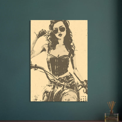 Motorcycle vintage girl poster - Sillystroke