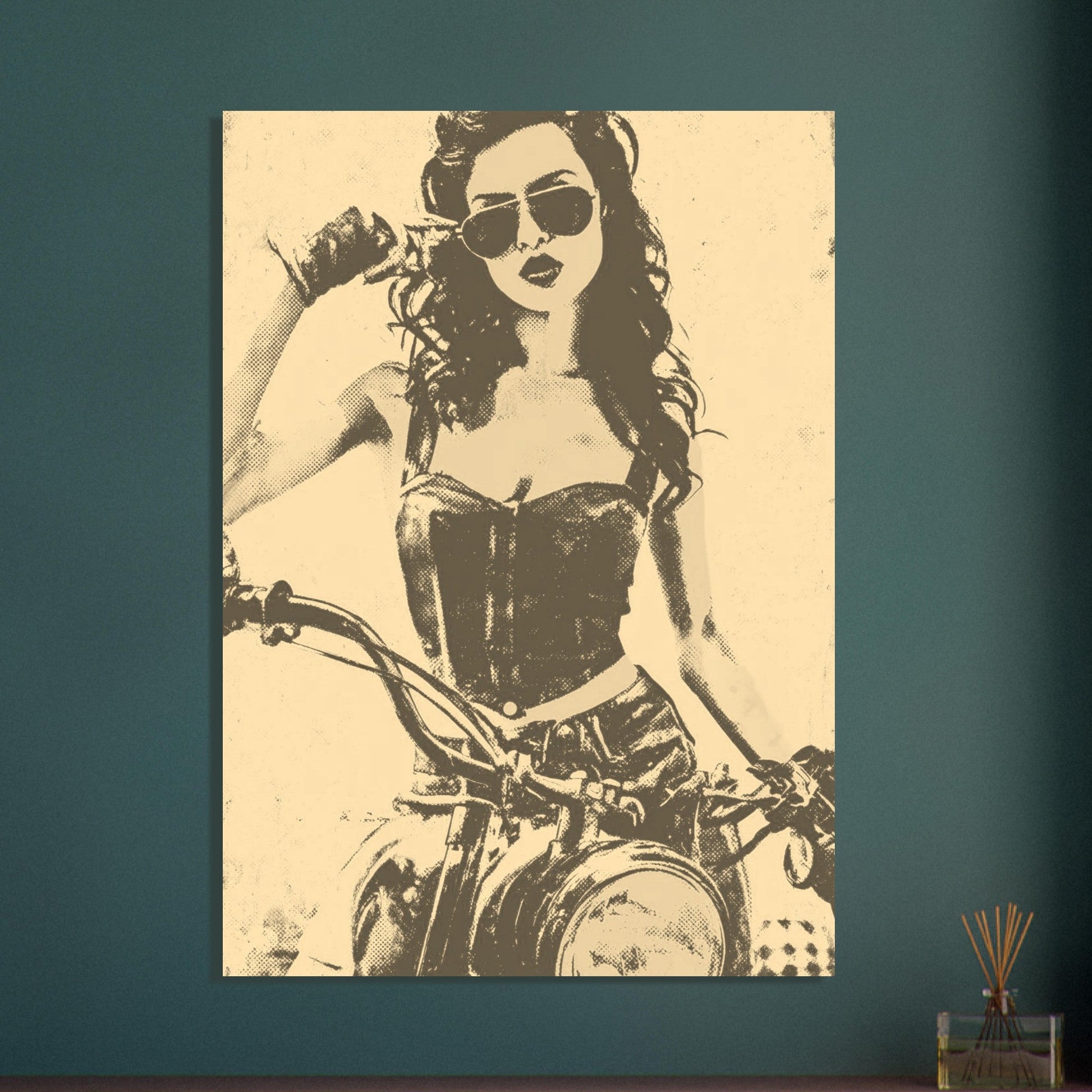 Motorcycle vintage girl poster - Sillystroke