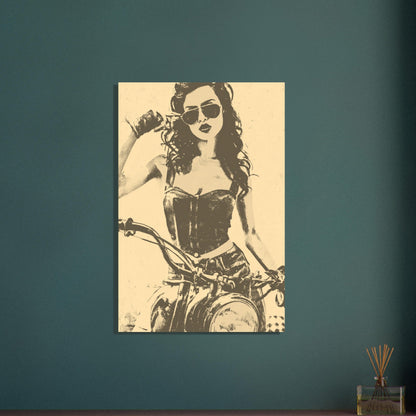 Motorcycle vintage girl poster - Sillystroke