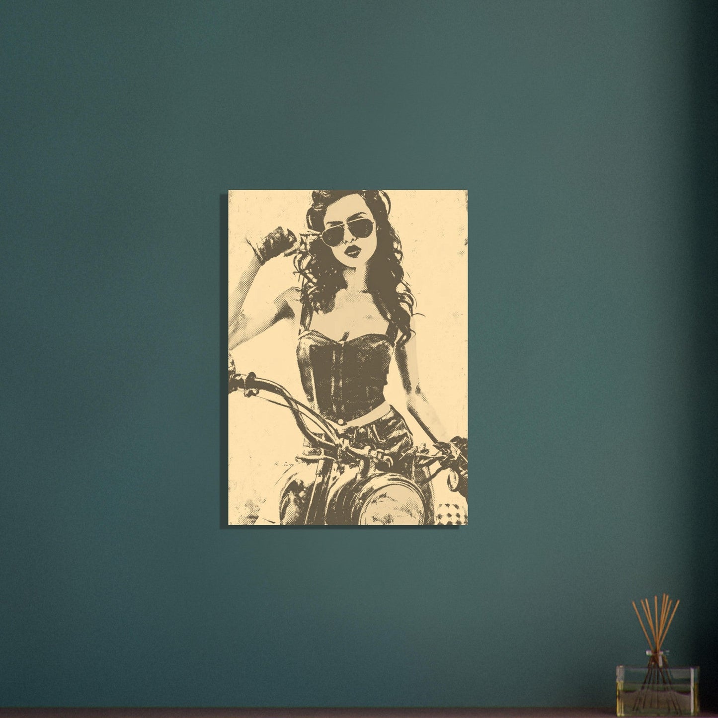 Motorcycle vintage girl poster - Sillystroke