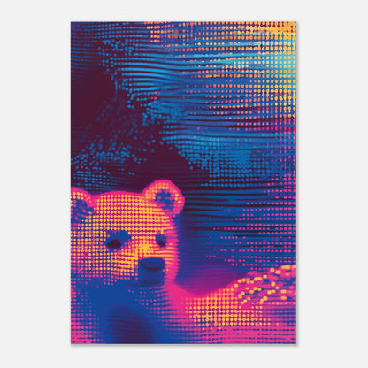 Neon dot bear poster - Sillystroke