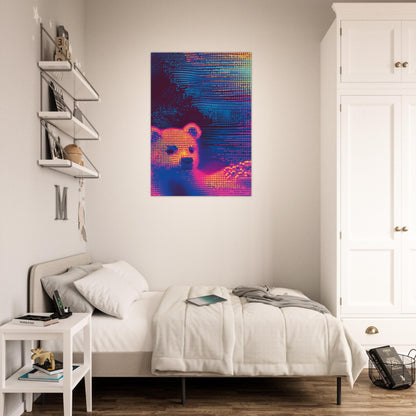 Neon dot bear poster - Sillystroke