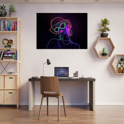 Neon hipster lady poster - Sillystroke
