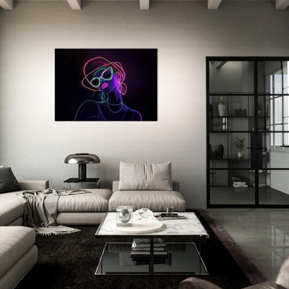 Neon hipster lady poster - Sillystroke