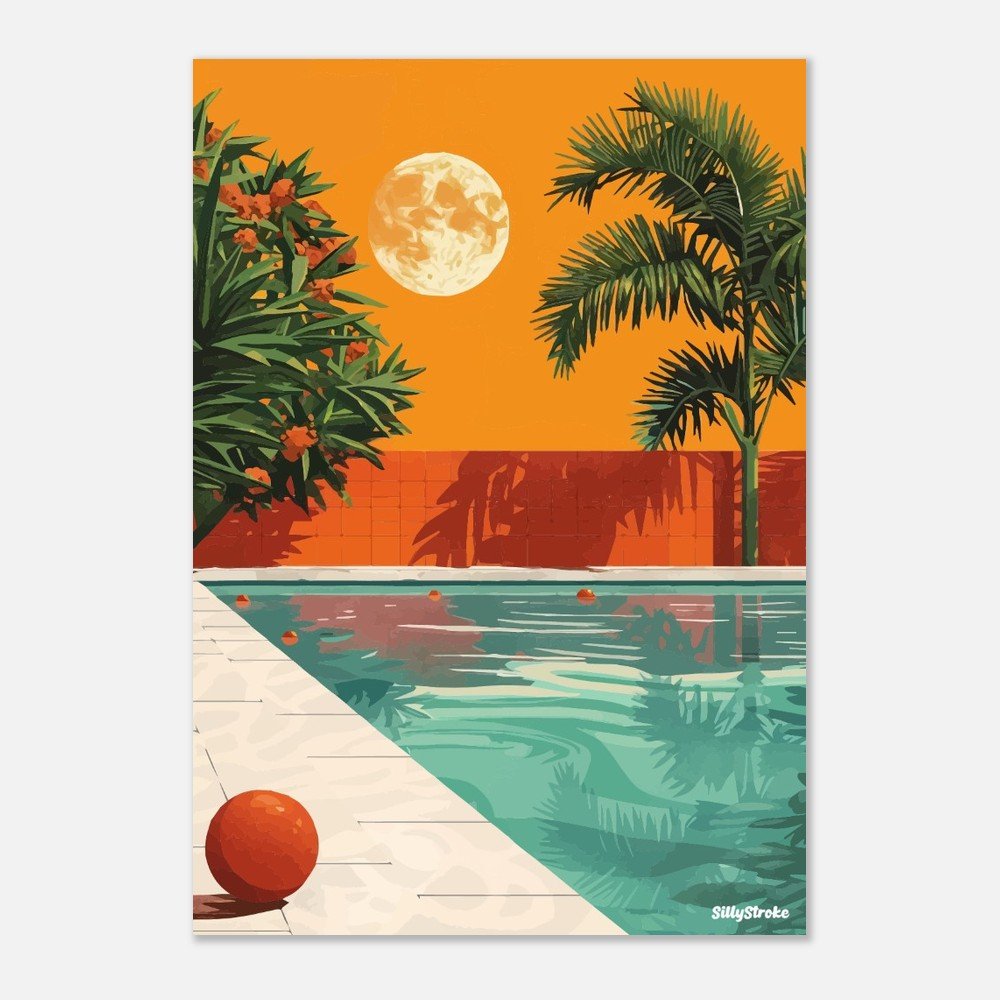 Pool moon poster - Sillystroke