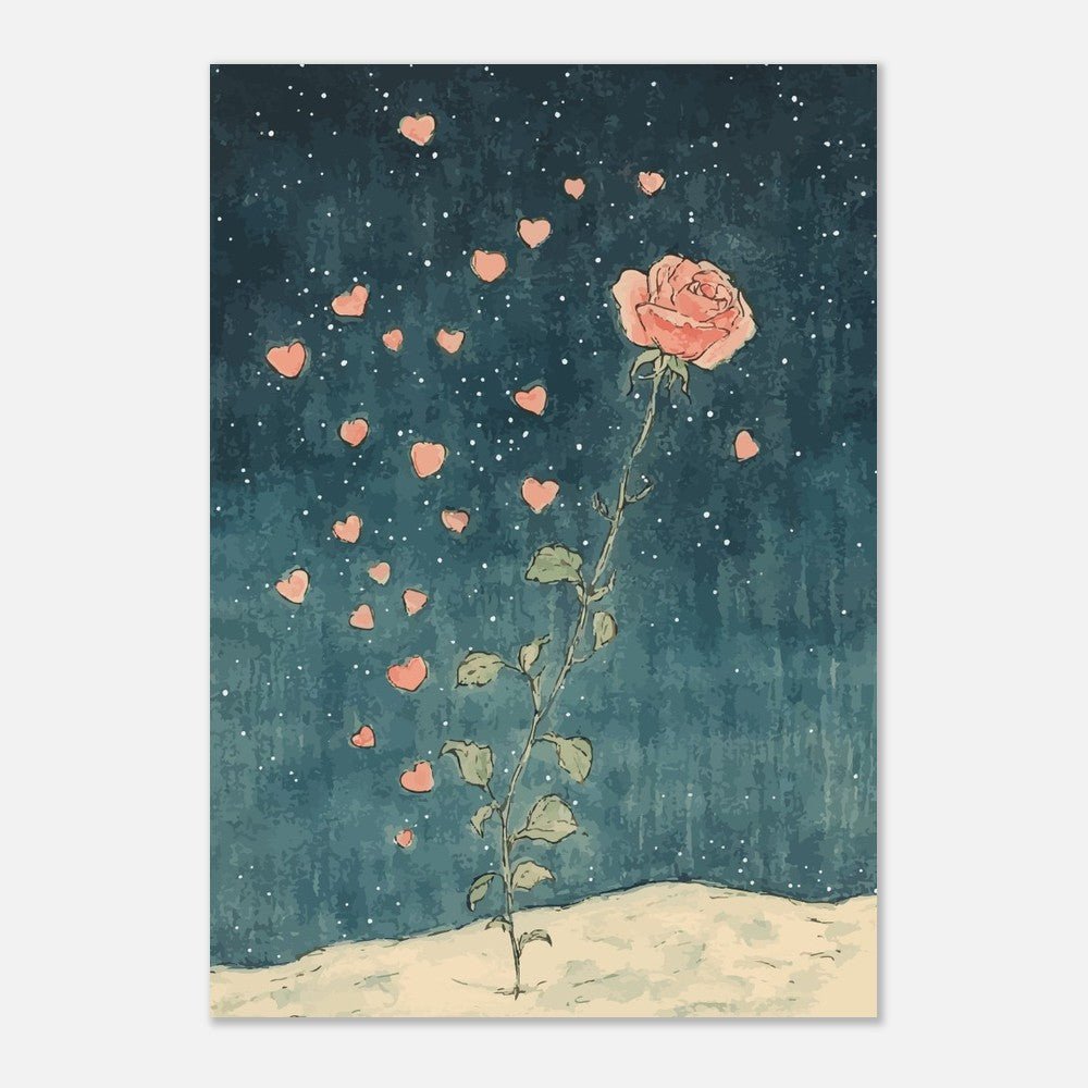 Rose with floating hearts poster - Sillystroke