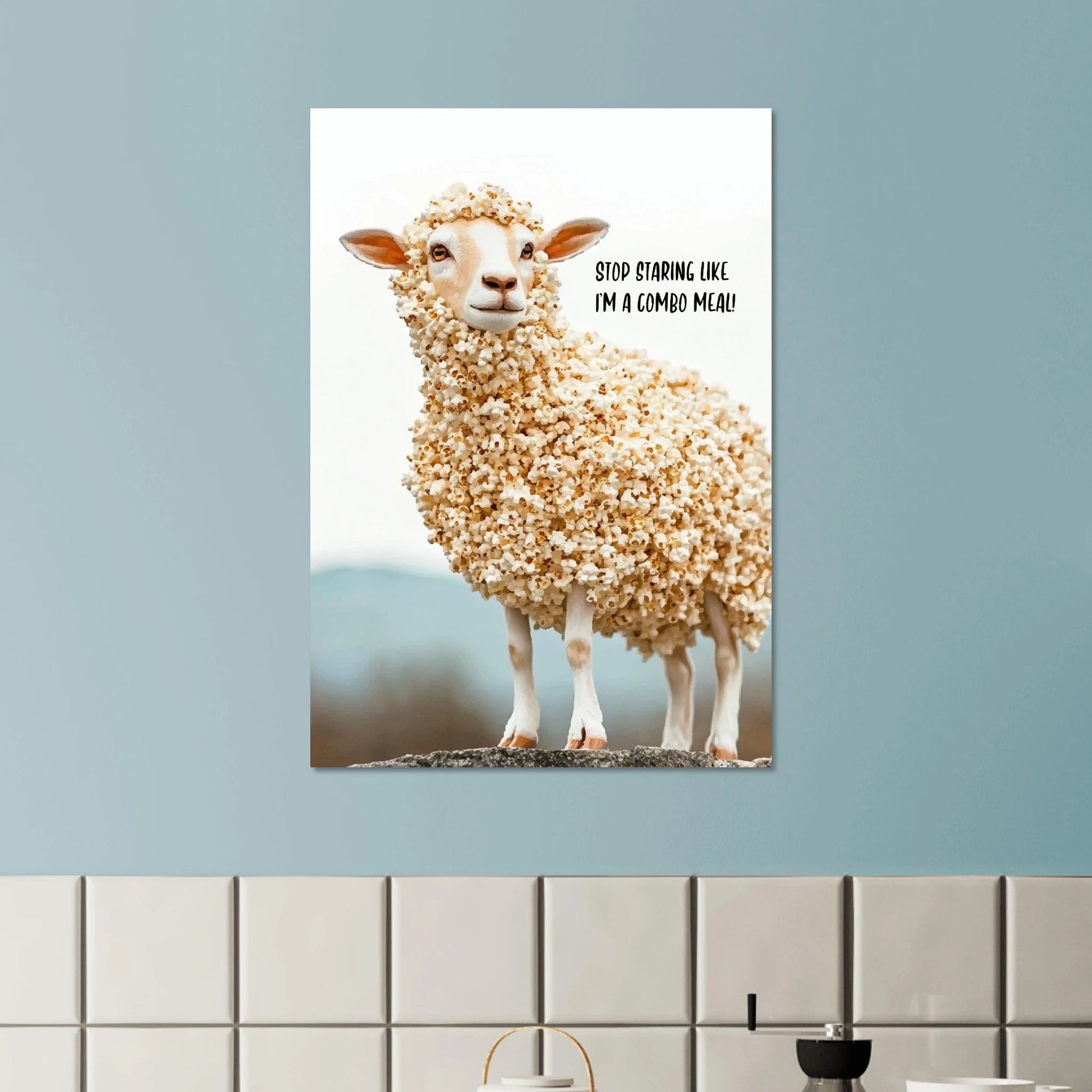 Sheep with popcorn fur poster - Sillystroke