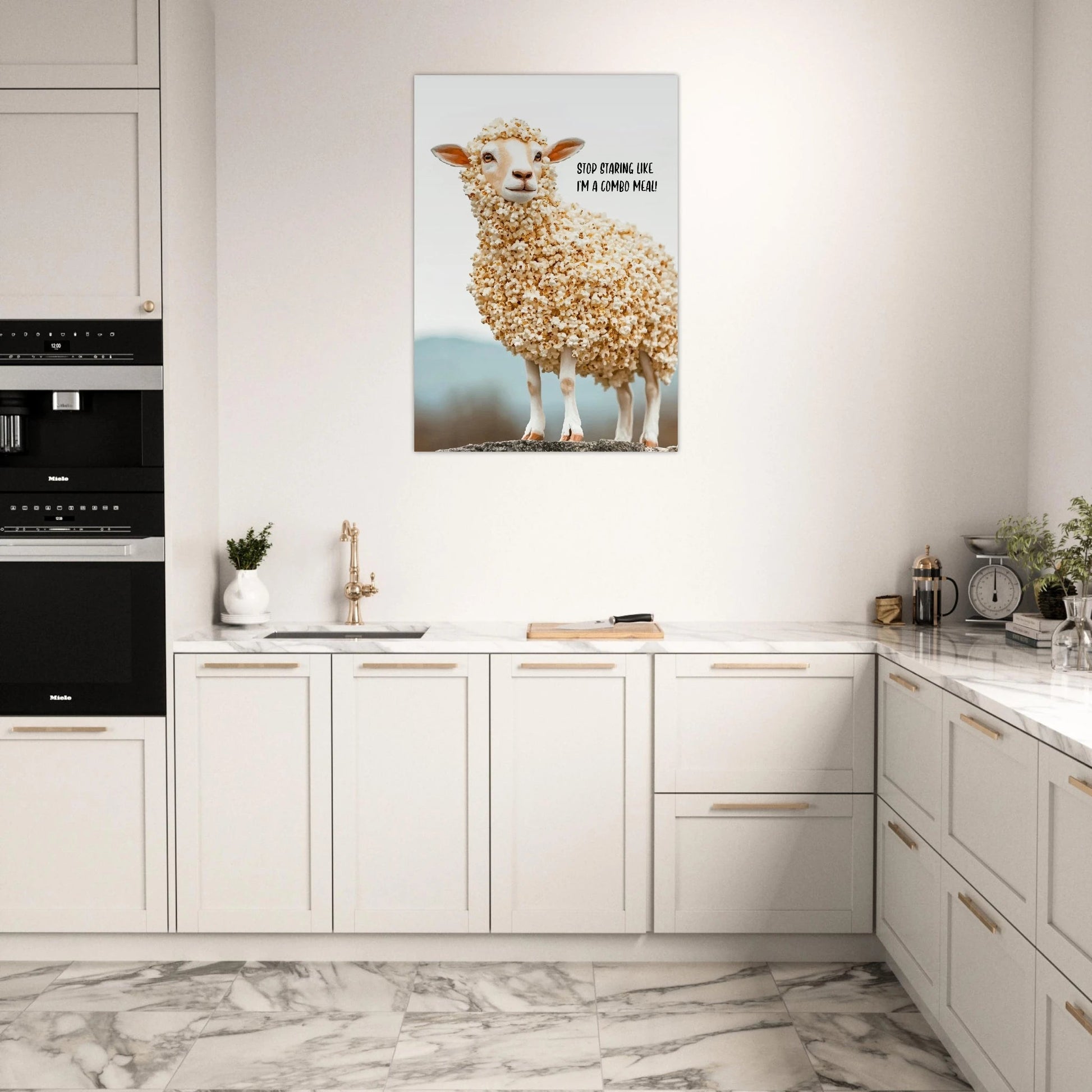 Sheep with popcorn fur poster - Sillystroke