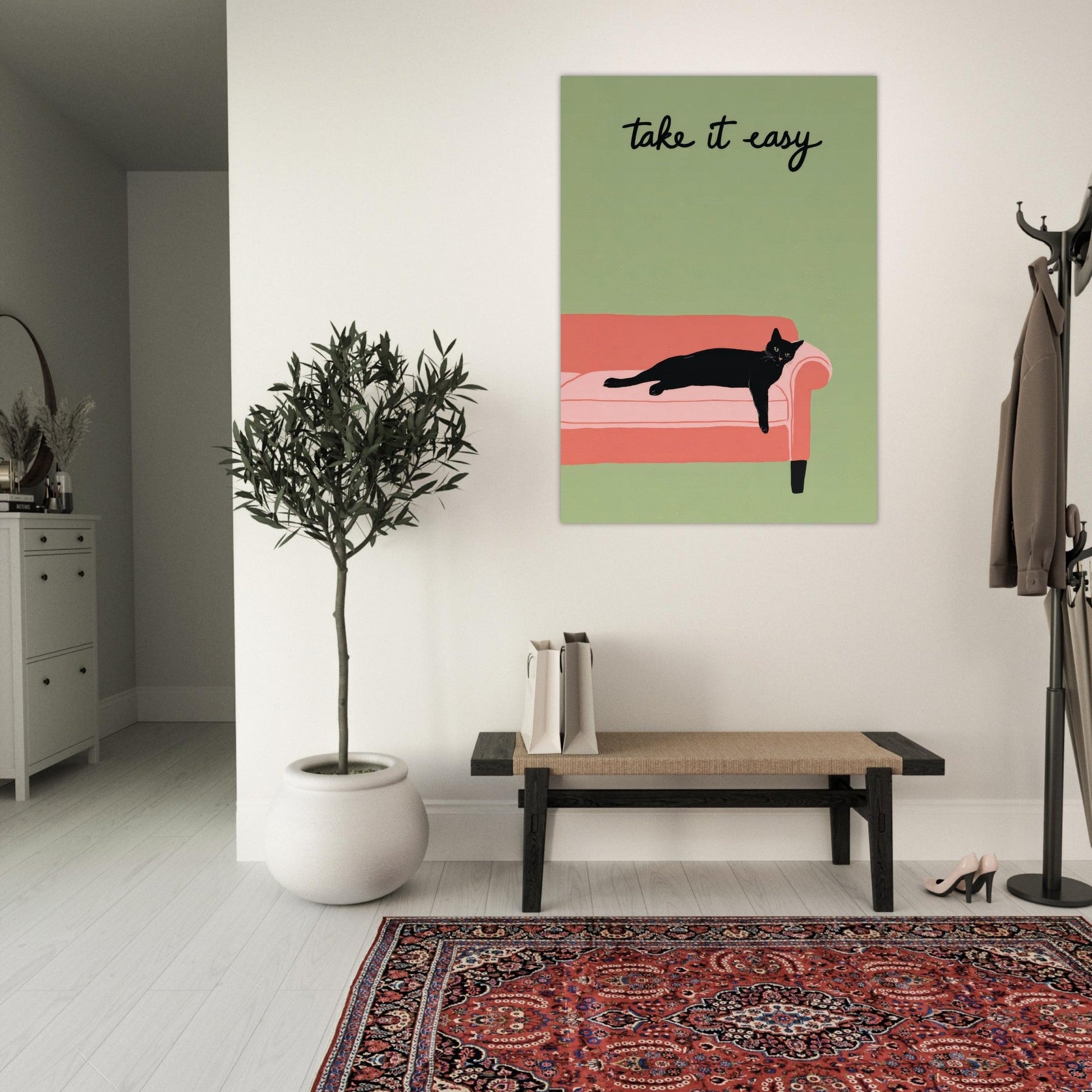 Sleeping Cat - Take It Easy poster - Sillystroke