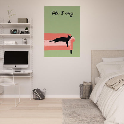 Sleeping Cat - Take It Easy poster - Sillystroke