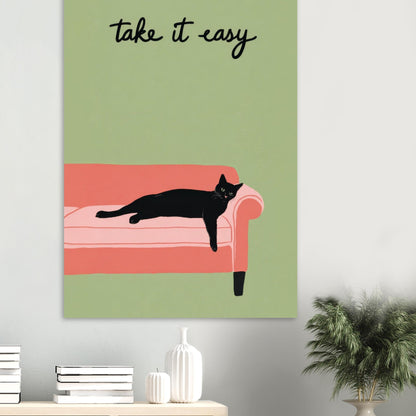 Sleeping Cat - Take It Easy poster - Sillystroke