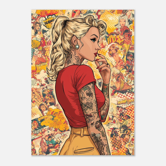 Tattooed Girl Comic Pop Art Poster - Sillystroke