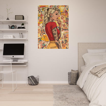 Tattooed Girl Comic Pop Art Poster - Sillystroke