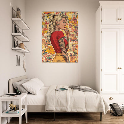 Tattooed Girl Comic Pop Art Poster - Sillystroke