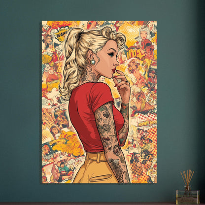 Tattooed Girl Comic Pop Art Poster - Sillystroke