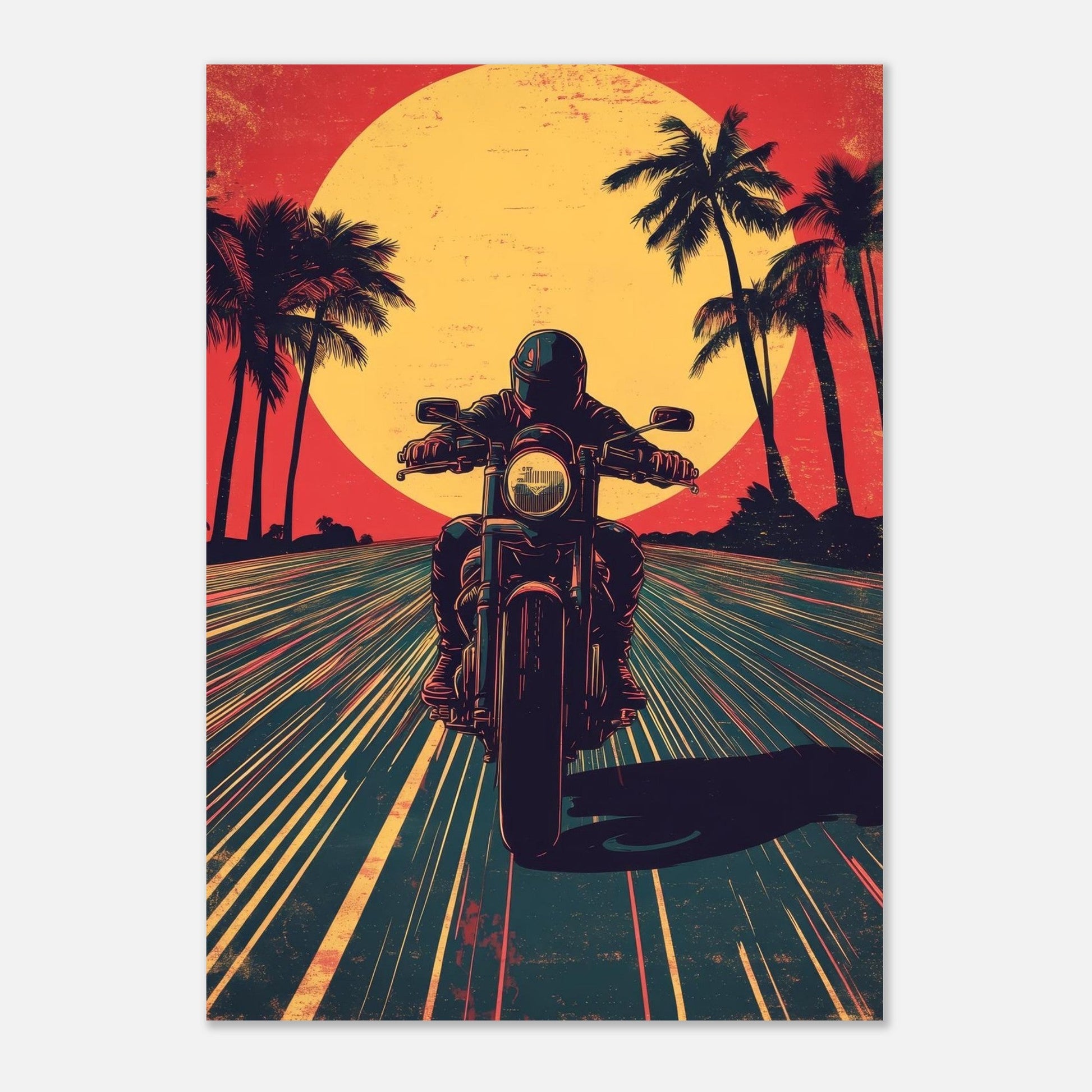 Vibrant motorcycle poster - Sillystroke