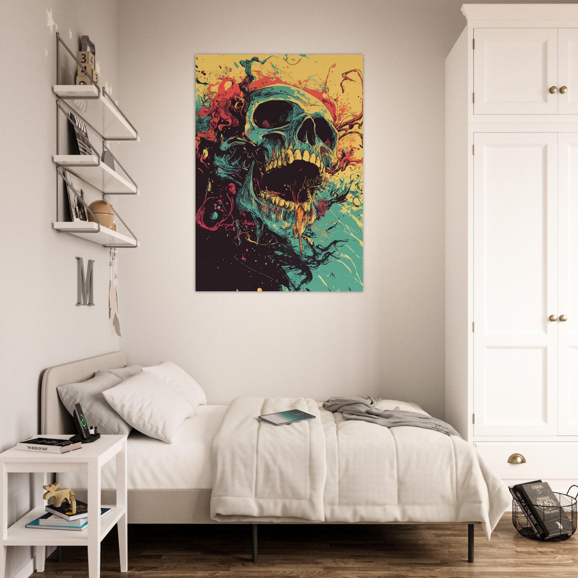 Vibrant skull art poster - Sillystroke