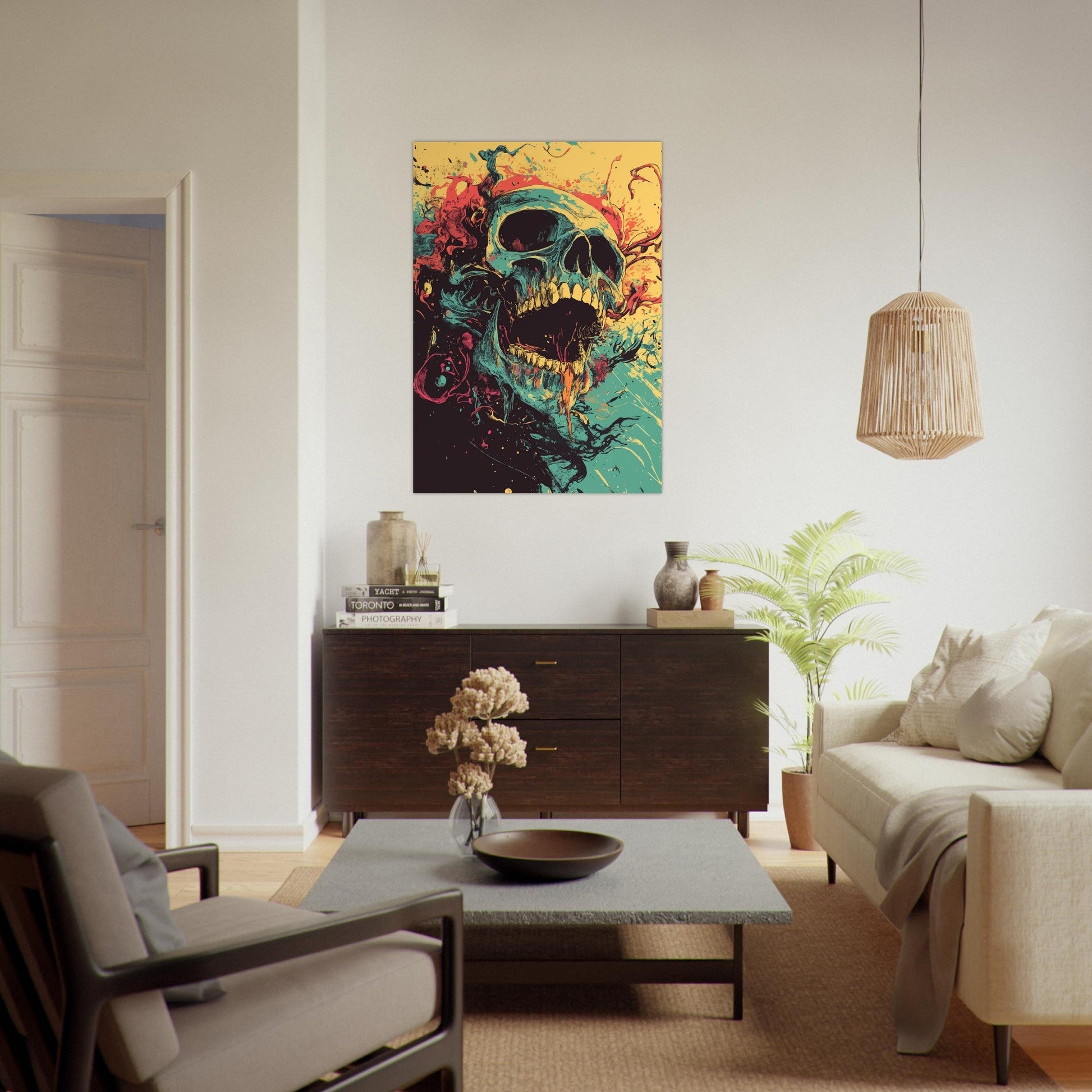Vibrant skull art poster - Sillystroke