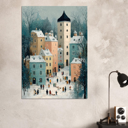 Whimsical Winter Scene Poster - Sillystroke