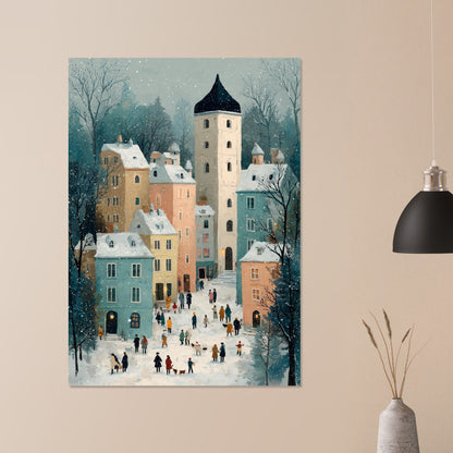 Whimsical Winter Scene Poster - Sillystroke